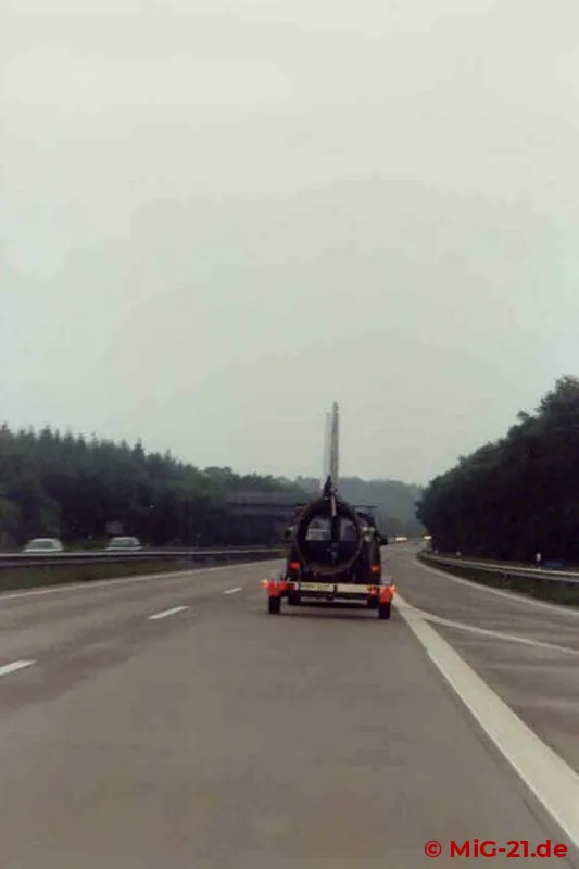 On the road.