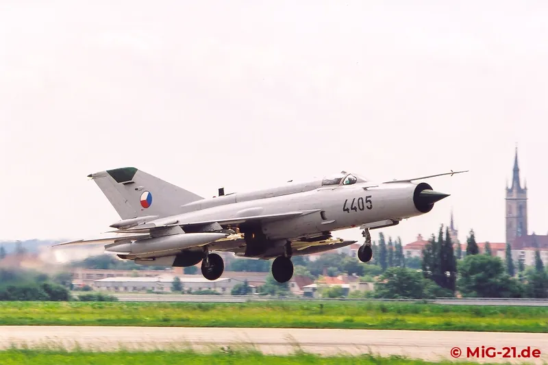 Only to be seen in Čáslav: landing MiG-21 with church steeple.