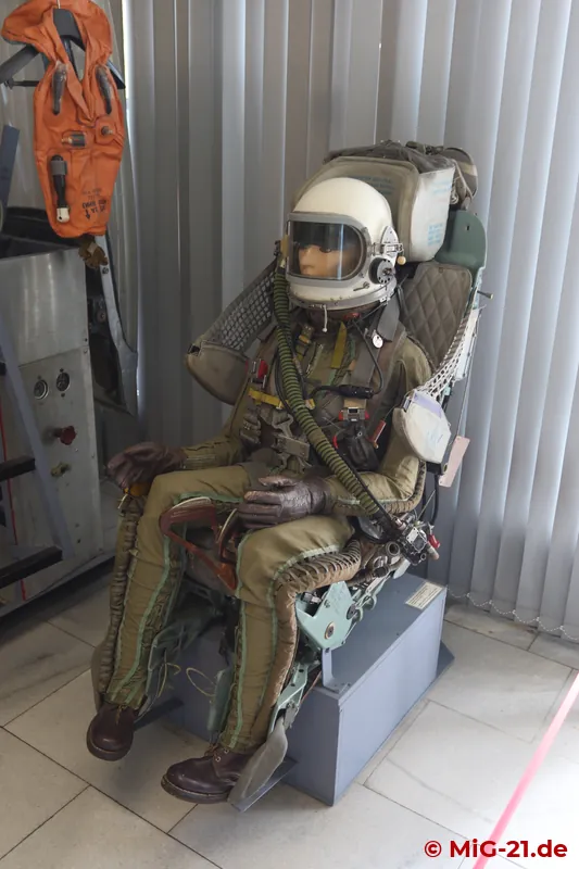 Inside the museum the same exhibits can be seen unchanged: KM-1M ejection seat on its own ...