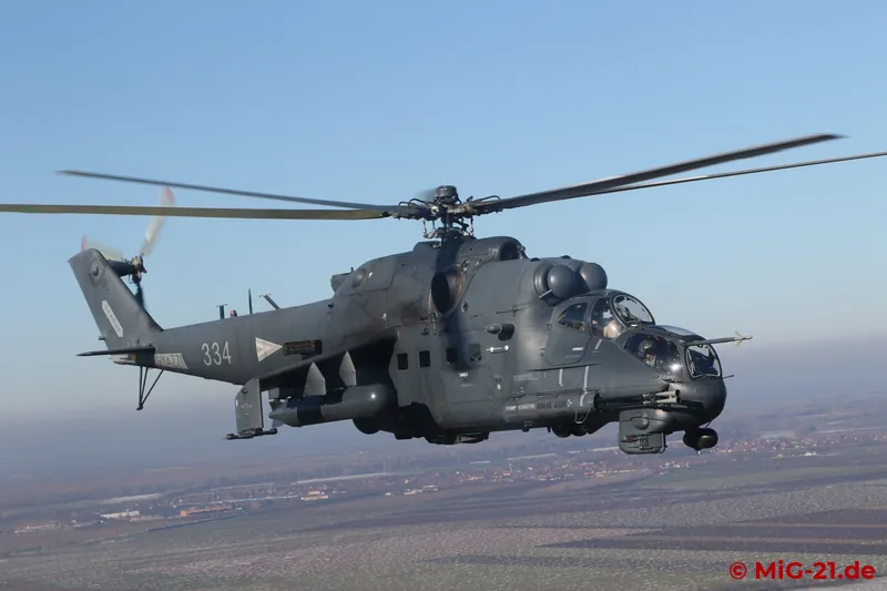 Then it was already time to board an H145M for the first photo flight. The Mi-24 ...