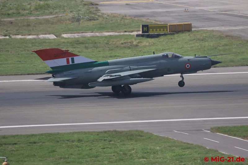 The chief in front: Air Chief Marshal AP Singh leads the MiG-21s taking off.