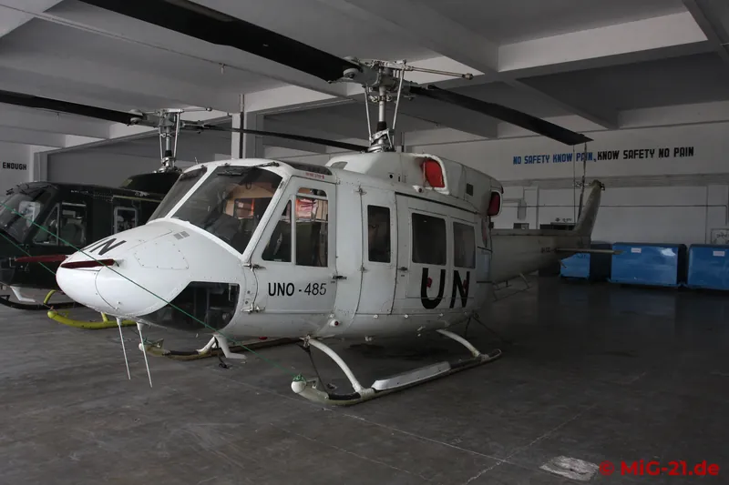 Bell 212 in a maintenance hangar at Bashar. The BAF participates in numerous UN missions worldwide.