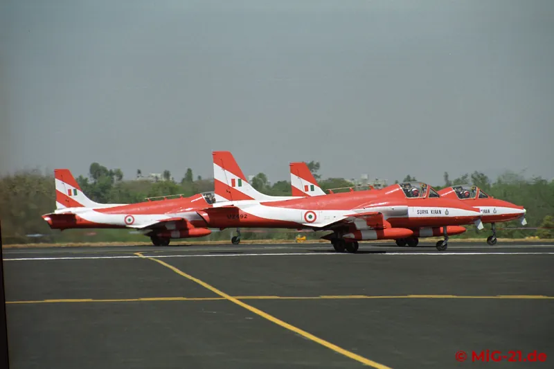 ... HJT-16 Kiran trainers of the Surya Kiran aerobatic team,