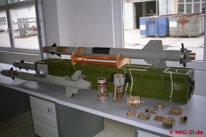 9K31 Strela-1 (SA-9 Gaskin) surface-to-air missile inside and outside the launch container