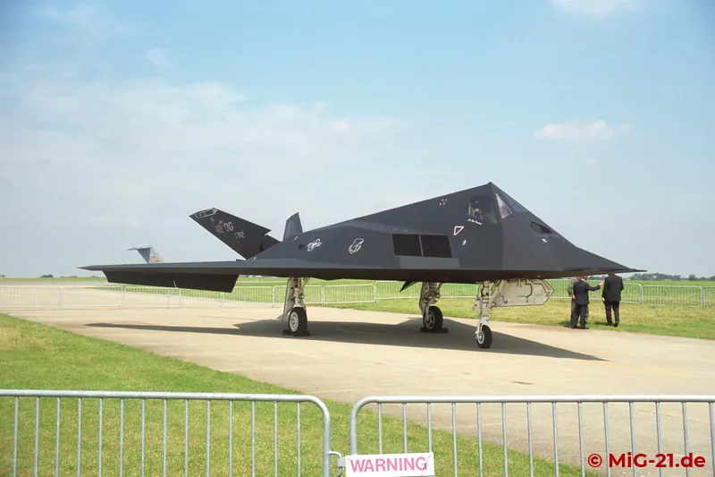 The F-117A could be seen both in the flying programme and in the static display, ...