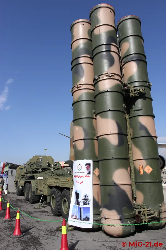 Surface-to-air missile systems were also displayed: S-300 (pictured), S-200 and Hawk.