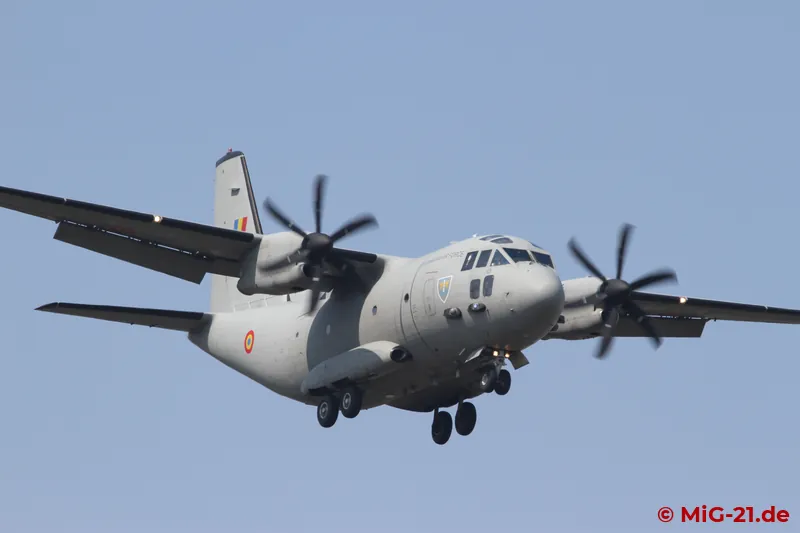 After the accompanying C-27 had landed first, ...