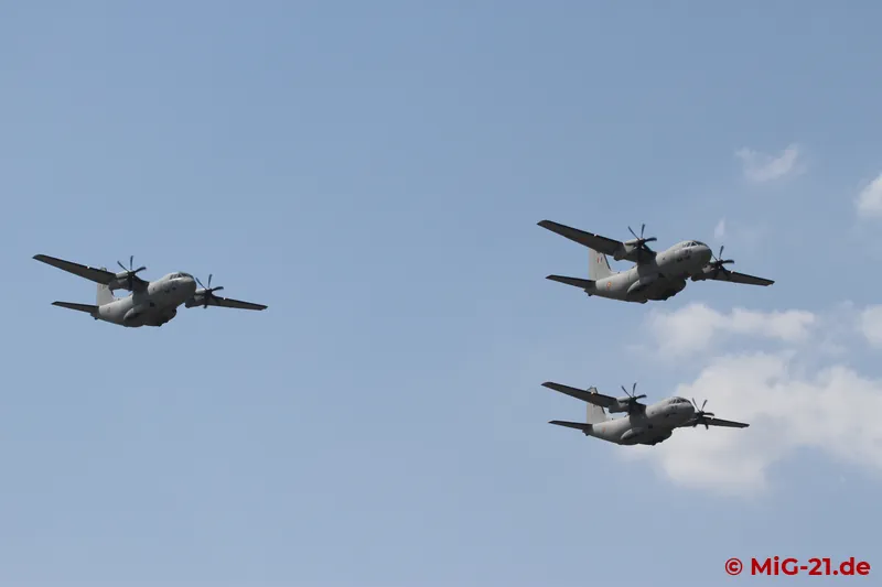 The C-27J displays included a three-ship formation ...