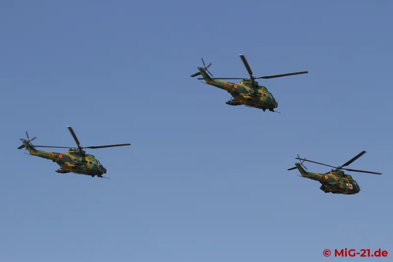 ... and then a larger formation of IAR 330s flew again, each divided into groups of three.