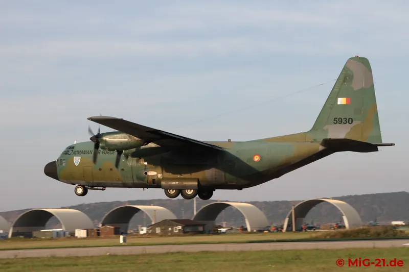 The C-130 also flies round after round ...
