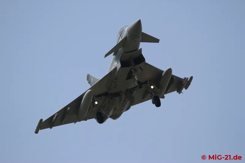 After the formation broke up, the Eurofighter landed first, ...