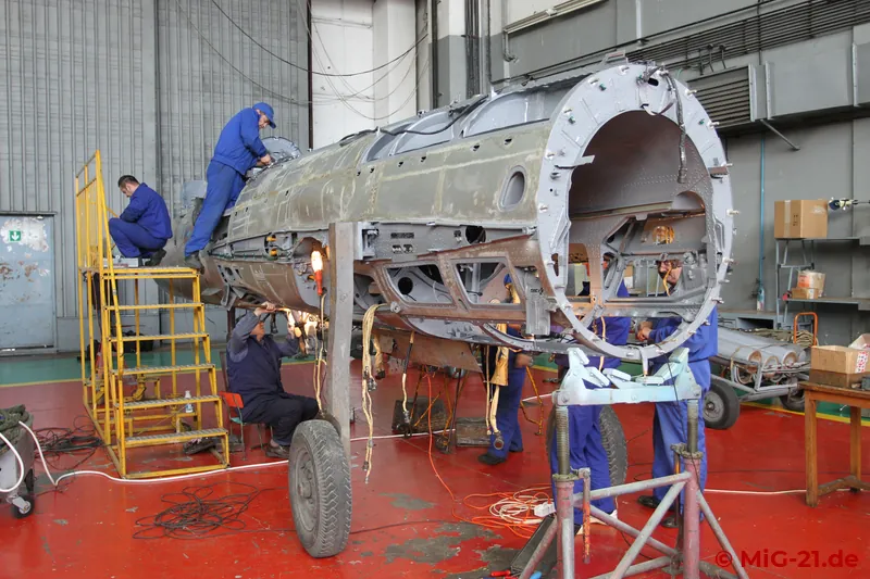In the hangar there were several MiG-21s ...