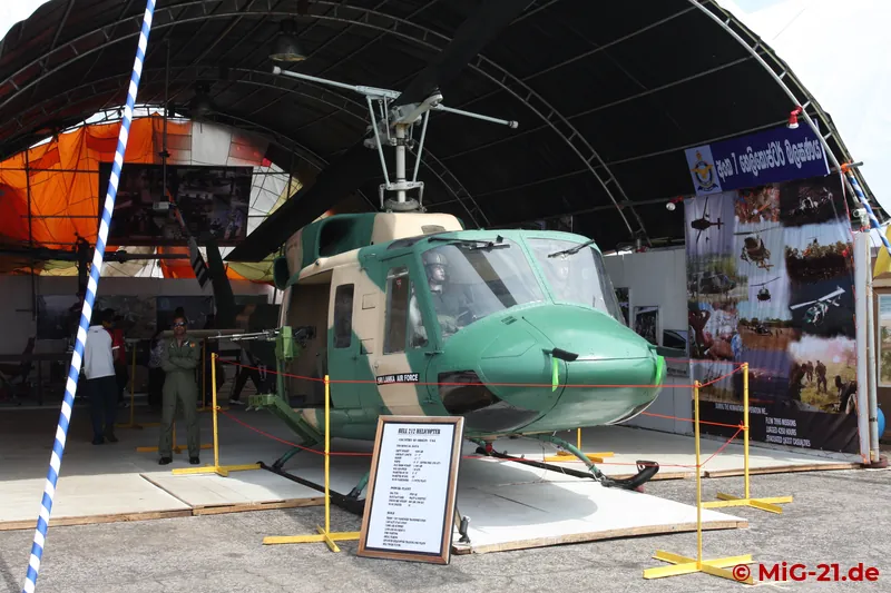 For self-defence, the SLAF's Bell 212s are equipped with two side-mounted machine guns.