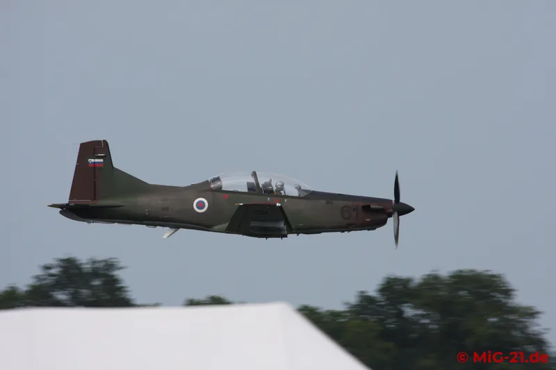 The flying programme featured solo and team displays of the PC-9M, ...