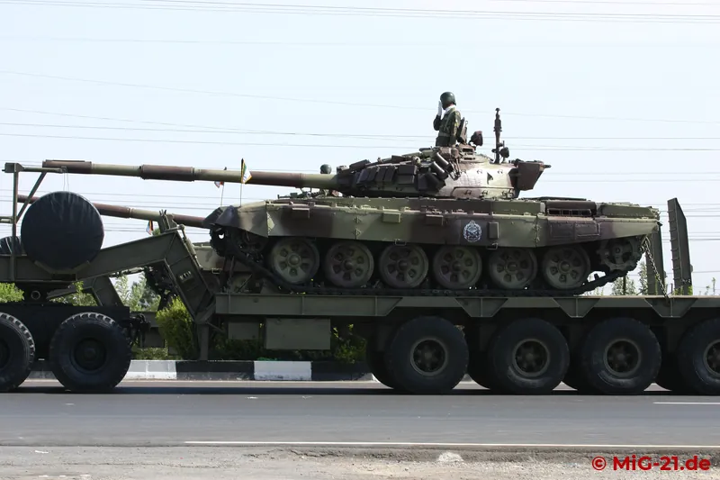 Among the displayed heavy armament were different types of tanks like this T-72 as well as ...