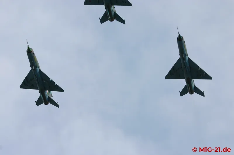 The air force was represented by three MiG-21s which made a fly pass over the stadium - unfortunately very …